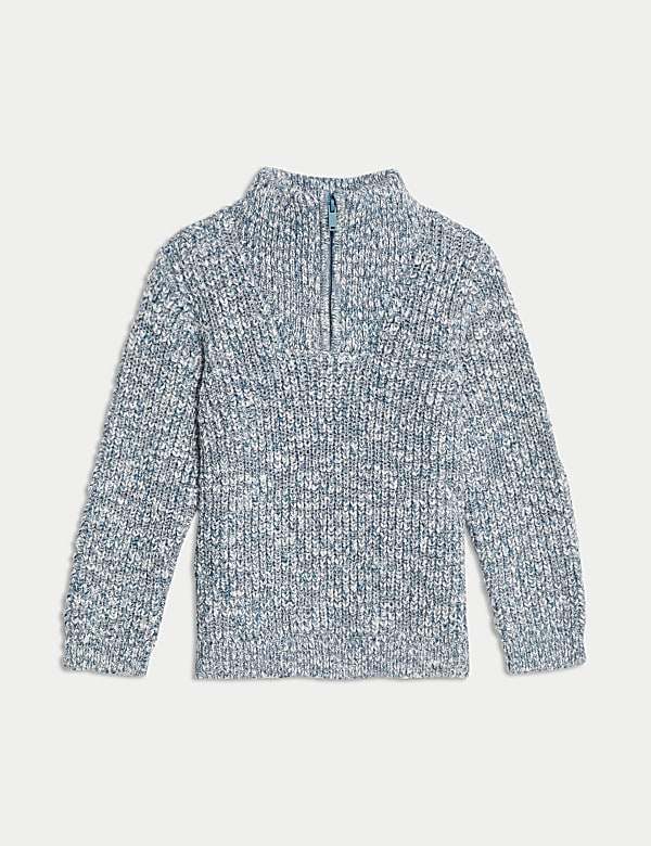 Cotton Blend Half Zip Knitted Jumper (2-8 Yrs) - CH