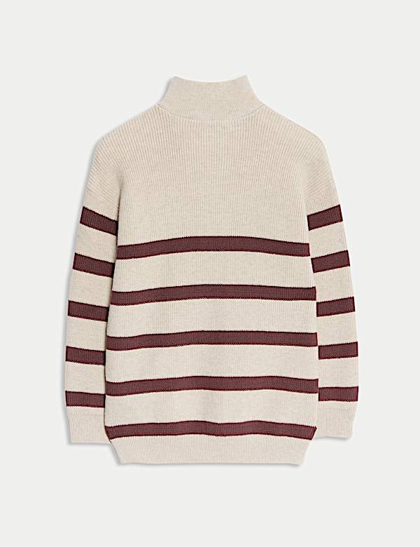 Cotton Rich Striped Half Zip Jumper (2-8 Yrs)