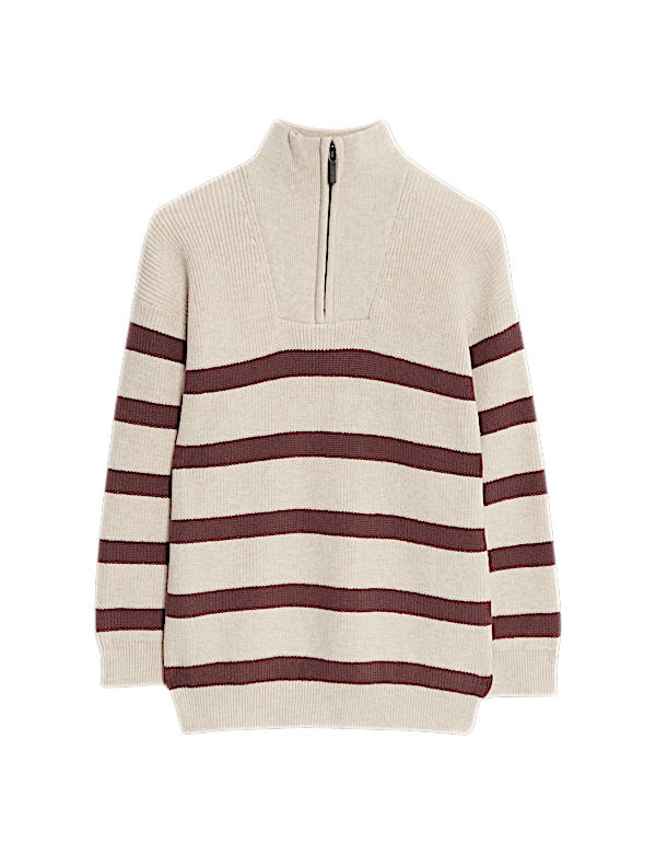 Cotton Rich Striped Half Zip Jumper (2-8 Yrs)