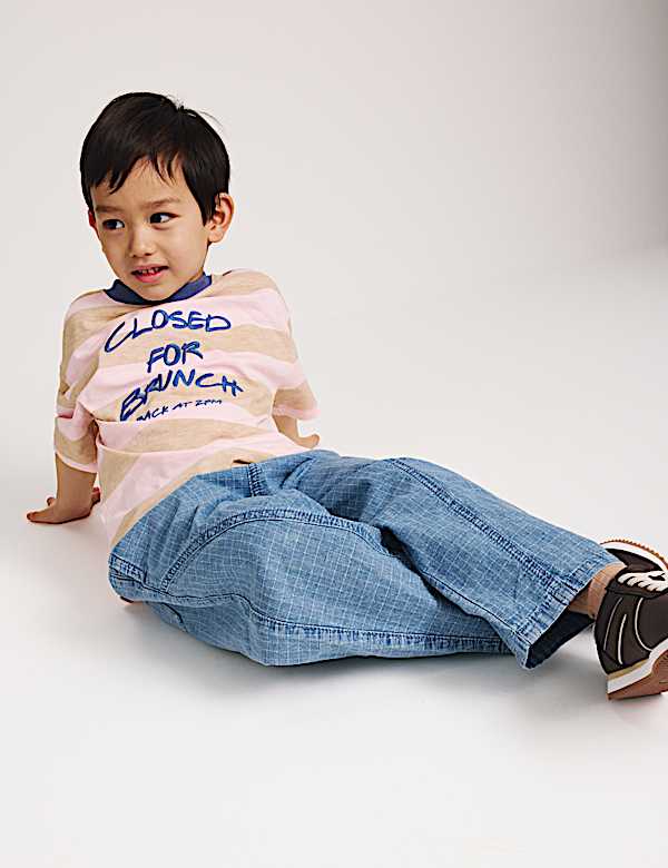 Jean coupe barrel 100 % coton ind&eacute;chirable (du 2 au 8 ans) - LU