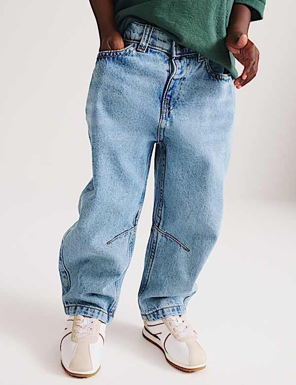 Pure Cotton Barrel Leg Jeans (2-8 Yrs)