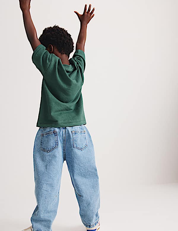 Pure Cotton Barrel Leg Jeans (2-8 Yrs)