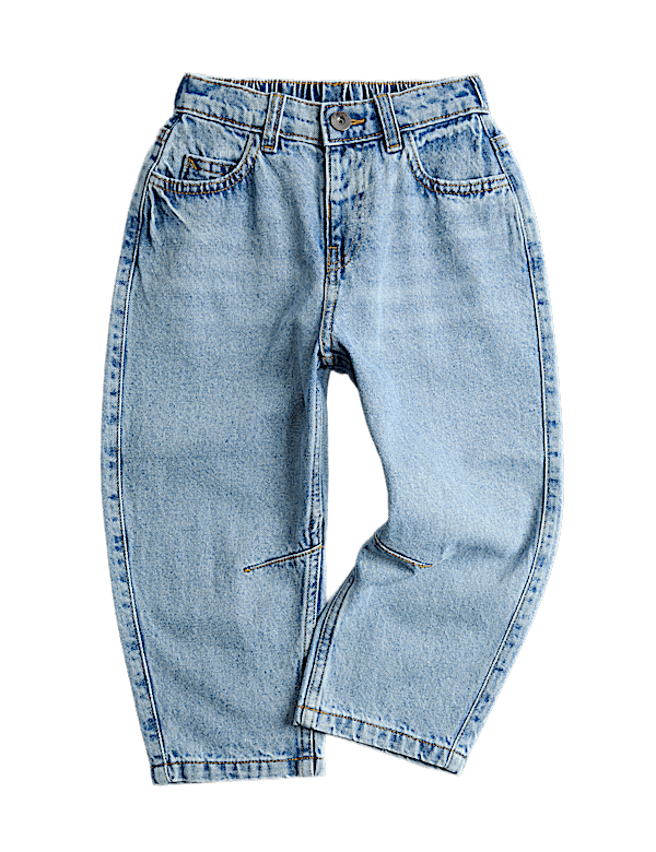 Pure Cotton Barrel Leg Jeans (2-8 Yrs)