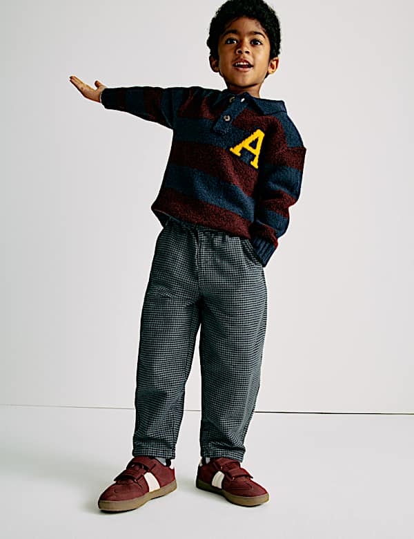 Spodnie w mikrokratkę 100% bawełny (2–8 lat) - PL