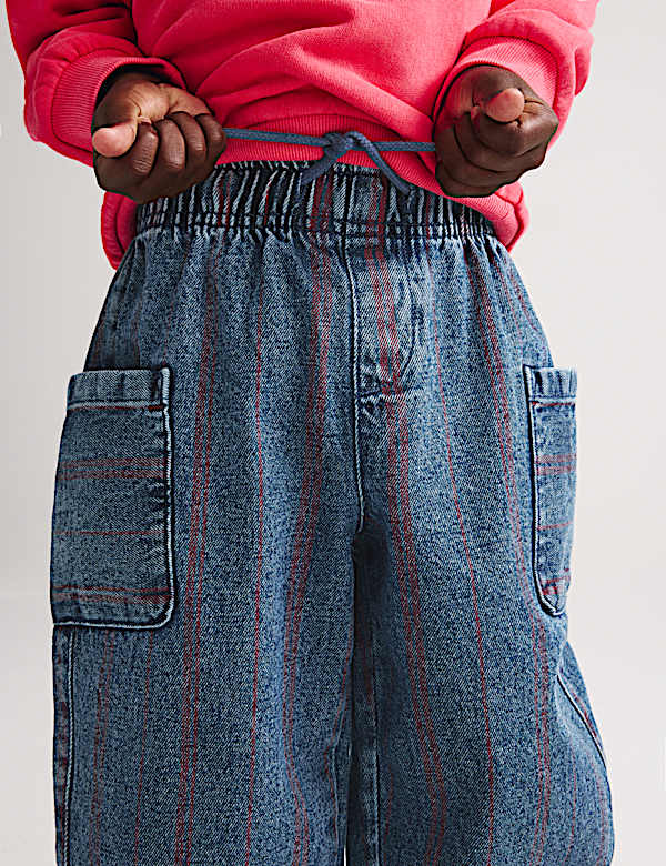 Relaxed Pure Cotton Denim Striped Jeans (2-8 Yrs) - ES