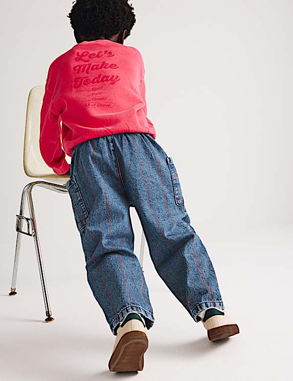 Relaxed Pure Cotton Denim Striped Jeans (2-8 Yrs) - ES
