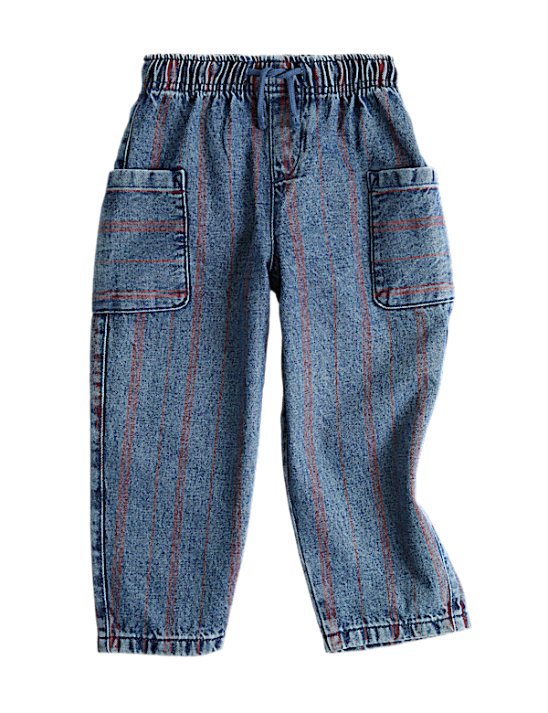 Relaxed Pure Cotton Denim Striped Jeans (2-8 Yrs)