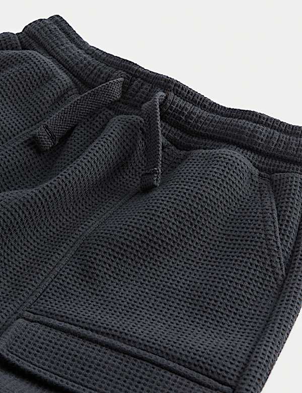 Pure Cotton Waffle Cargo Joggers - SE