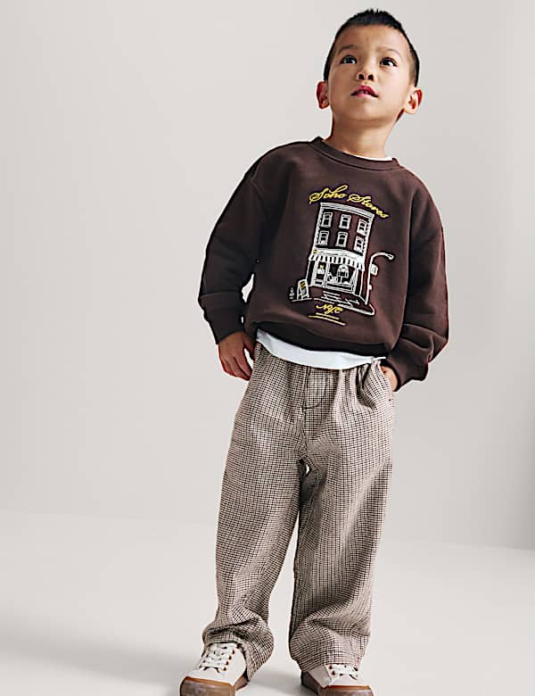 Pure Cotton Checked Trousers (2-8 Yrs) - NZ