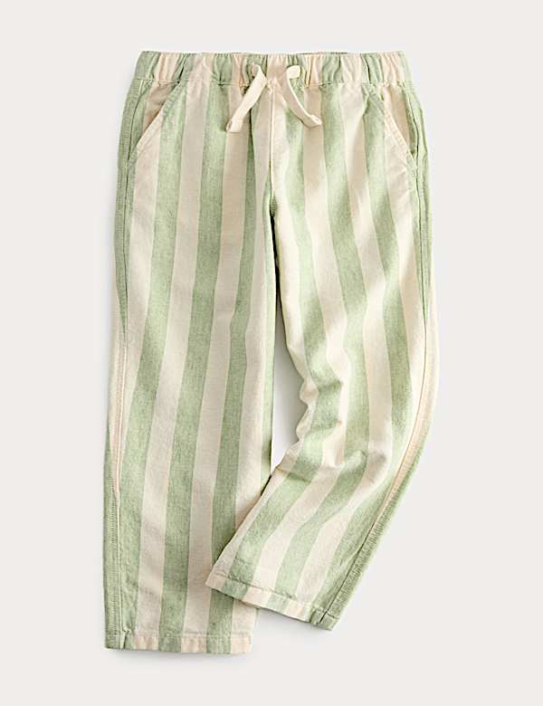Cotton Rich Striped Trousers with Linen (2-8 Yrs) - HR