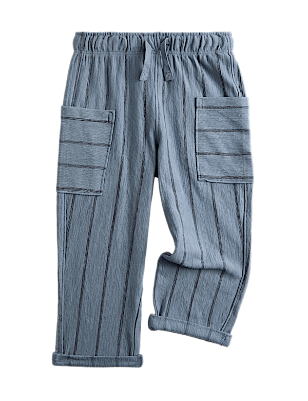 Pure Cotton Textured Striped Trousers (2-8 Yrs)