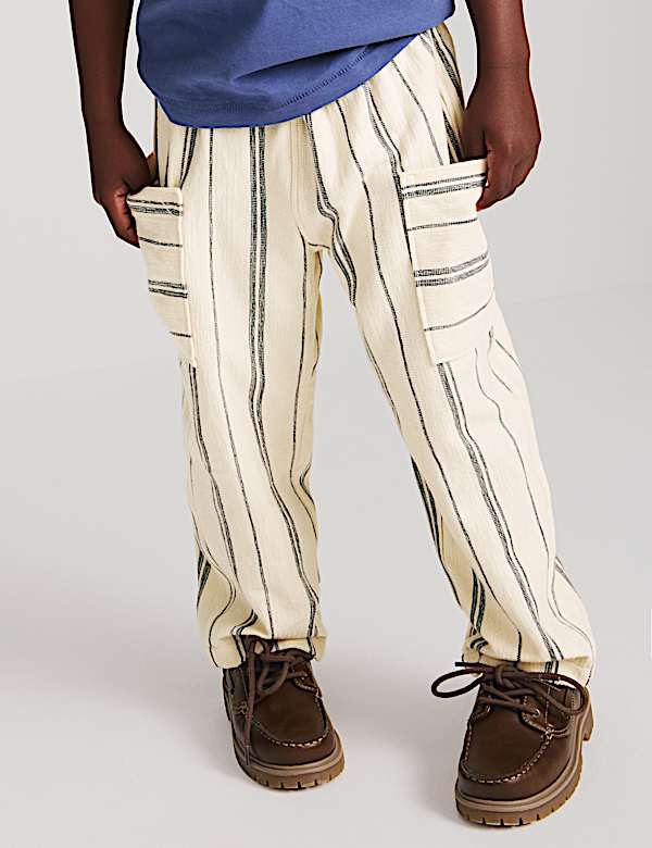 Pantalones de rayas 100 % algod&oacute;n texturizados (2-8 a&ntilde;os) - US