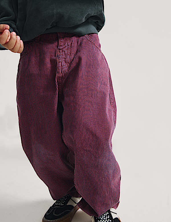 Gestreifte Jeans aus reinem Baumwolldenim mit ausgestelltem Bein (2&ndash;8 Jahre) - AT