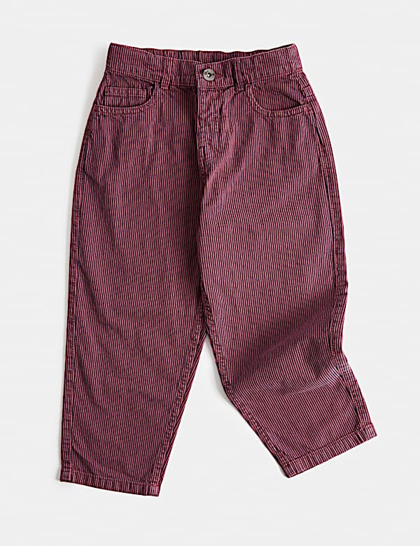 Gestreifte Jeans aus reinem Baumwolldenim mit ausgestelltem Bein (2&ndash;8 Jahre) - AT