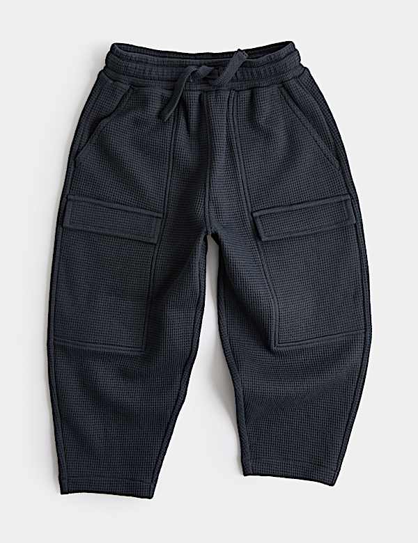 Pure Cotton Waffle Cargo Joggers (2-8 Yrs) - CA