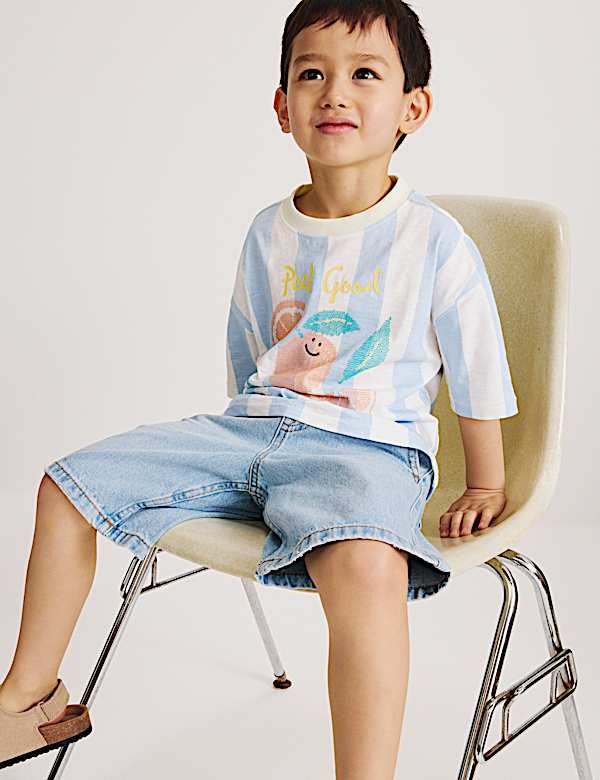 Pure Cotton Light Wash Denim Shorts (2-8 Yrs) - DK