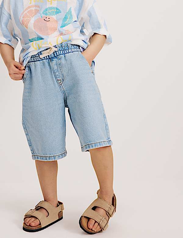 Pure Cotton Light Wash Denim Shorts (2-8 Yrs) - DK