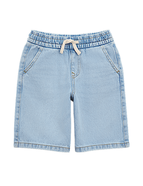 Pure Cotton Light Wash Denim Shorts (2-8 Yrs)