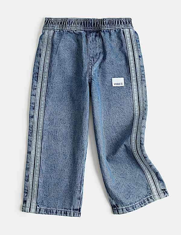 Wide Leg Pure Cotton Denim Joggers (2-8 Yrs) - JP