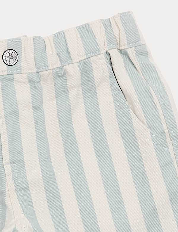 Pure Cotton Denim Striped Shorts (2-8 Yrs)
