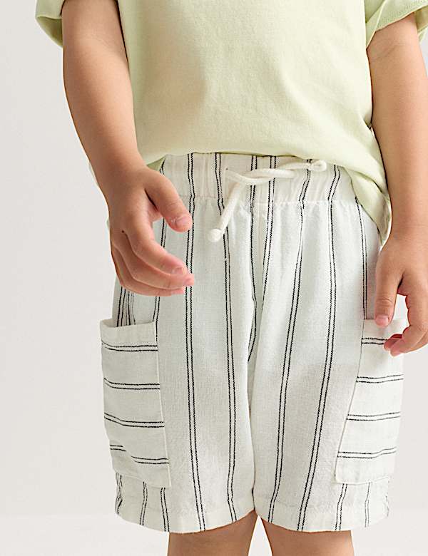 Linen Blend Cargo Shorts (2-8 Yrs)