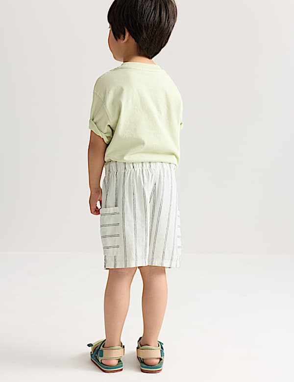 Linen Blend Cargo Shorts (2-8 Yrs)