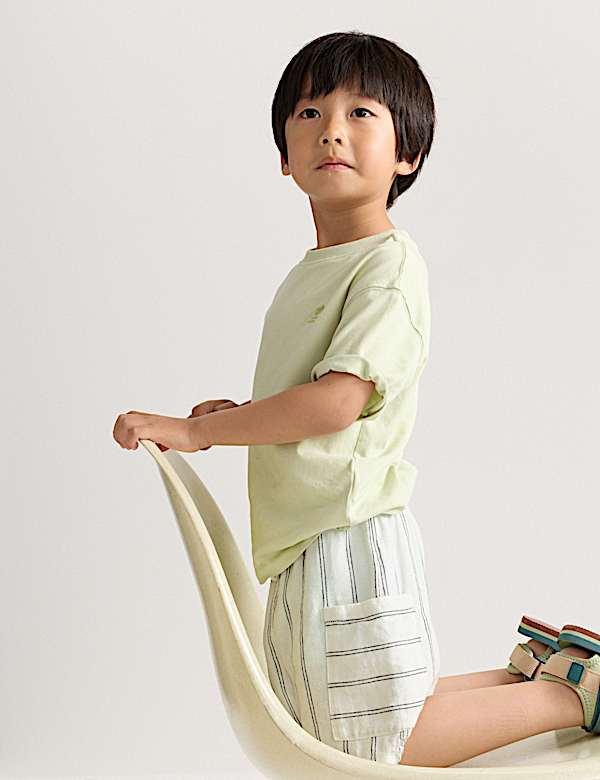 Linen Blend Cargo Shorts (2-8 Yrs)