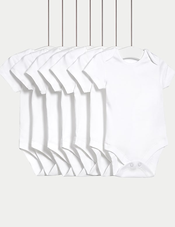 7pk Pure Cotton Short Sleeve Bodysuits (5lbs-3 Yrs) - FI