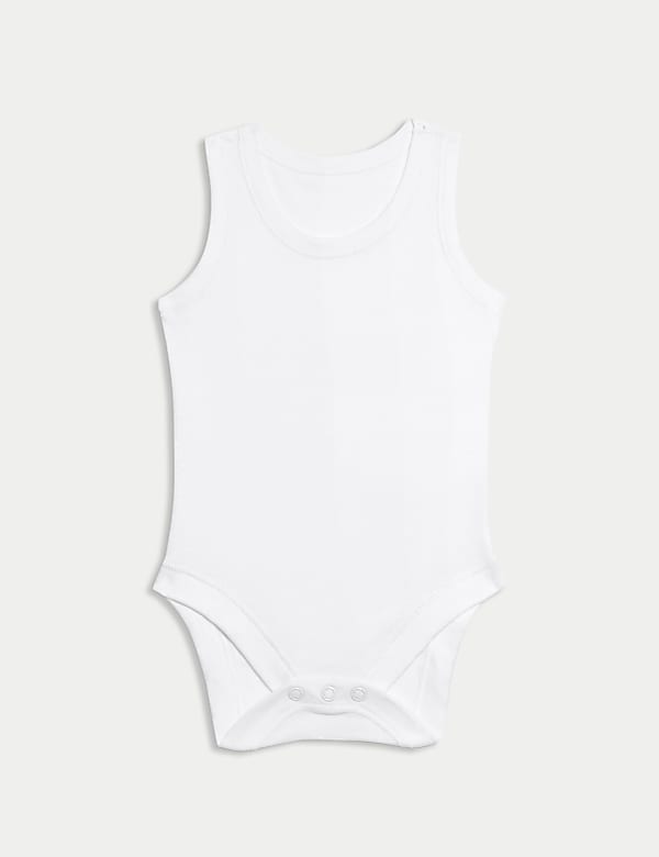 7pk Pure Cotton Sleeveless Bodysuits (5lbs-3 Yrs) - IL