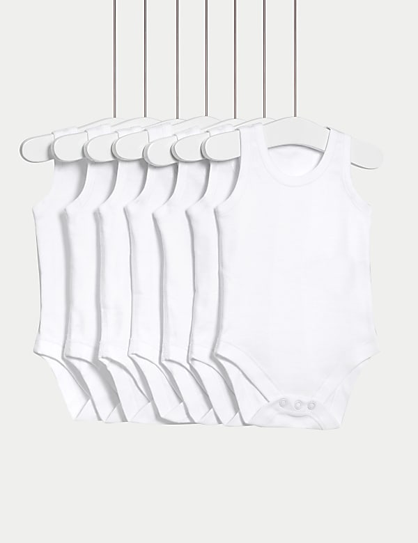 7pk Pure Cotton Sleeveless Bodysuits (5lbs-3 Yrs) - SG