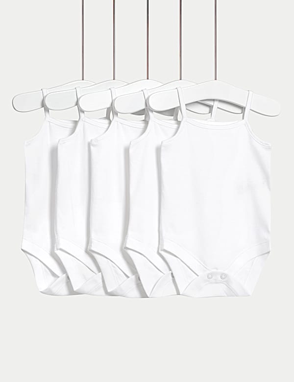 5 Pack Pure Cotton Strappy Bodysuits (6&frac12;lbs-3 Yrs) - BE