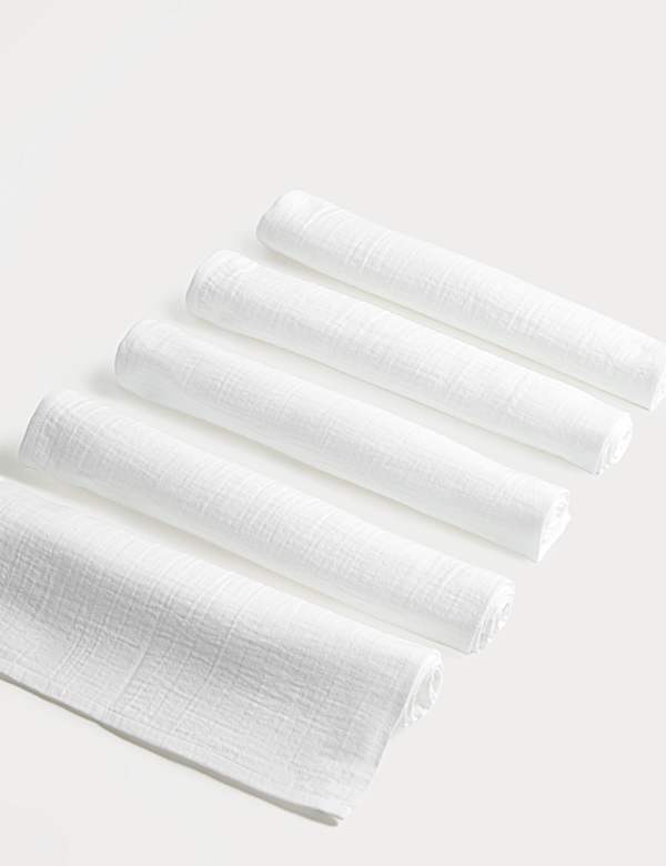 5 Pack Pure Cotton Muslin Squares - AT