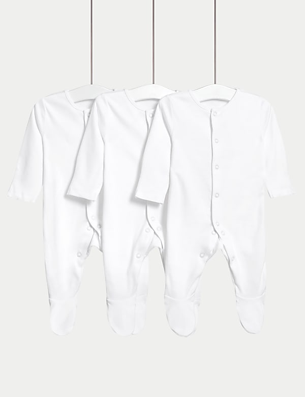 3pk Pure Cotton Sleepsuits (5lbs-3 Yrs) - CH
