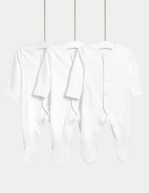 3pk Pure Cotton Sleepsuits (5lbs-3 Yrs) - IL