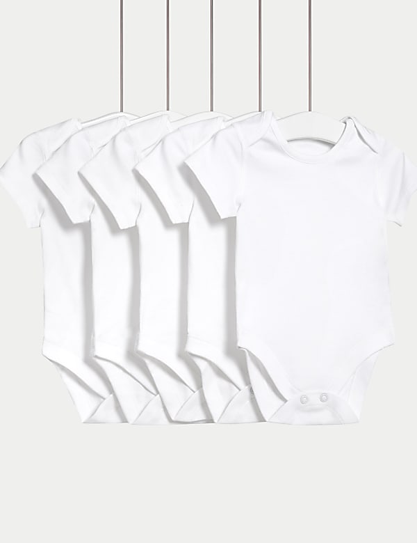 5pk Pure Cotton Bodysuits (5lbs-3 Yrs) - FR