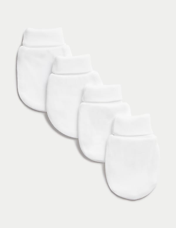 4pk Pure Cotton Mittens (0-1 Yrs) - OM