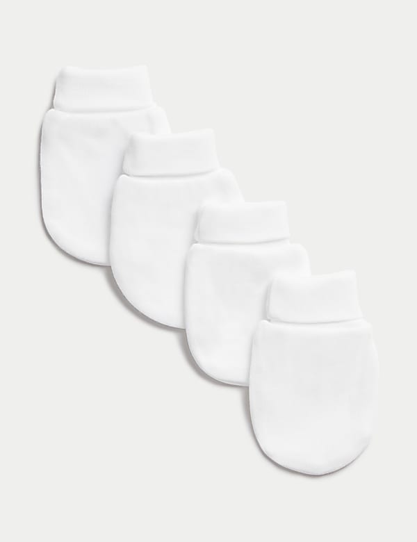 4pk Pure Cotton Mittens (0-1 Yrs) - BN