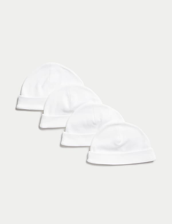 4pk Pure Cotton Hats (0-1 Yrs) - FR