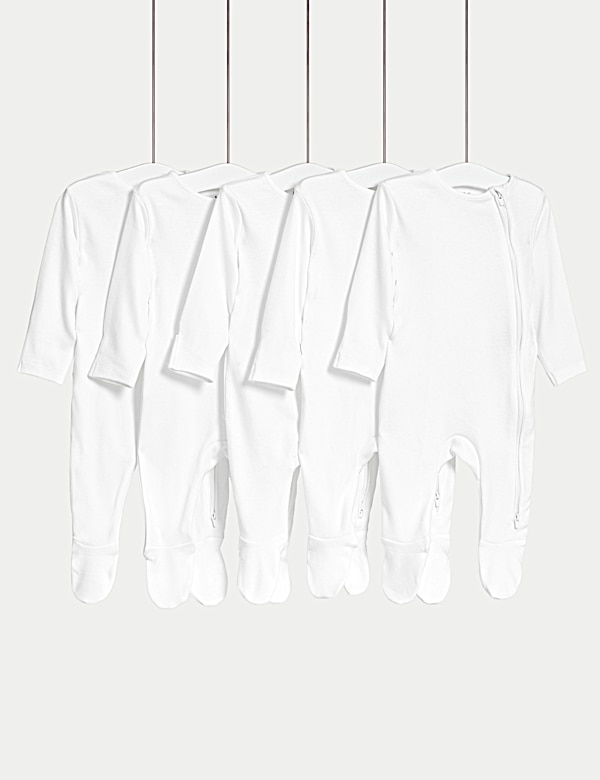 מארז 5 חליפות שינה מכותנה טהורה עם רוכסן קדמי (2 ק"ג-3 שנים) - IL