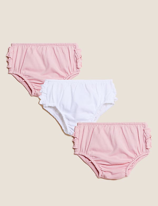 3pk Pure Cotton Frill Knickers (7lbs-3 Yrs) - LT