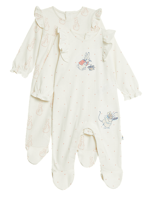2pk Cotton Blend Peter Rabbit™ Sleepsuits