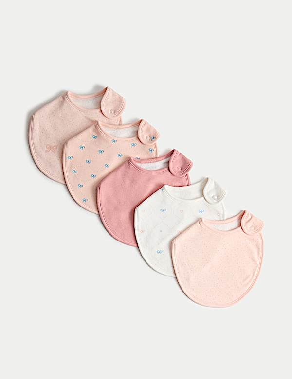 5pk Cotton Rich Bow Dribble Bibs - BE