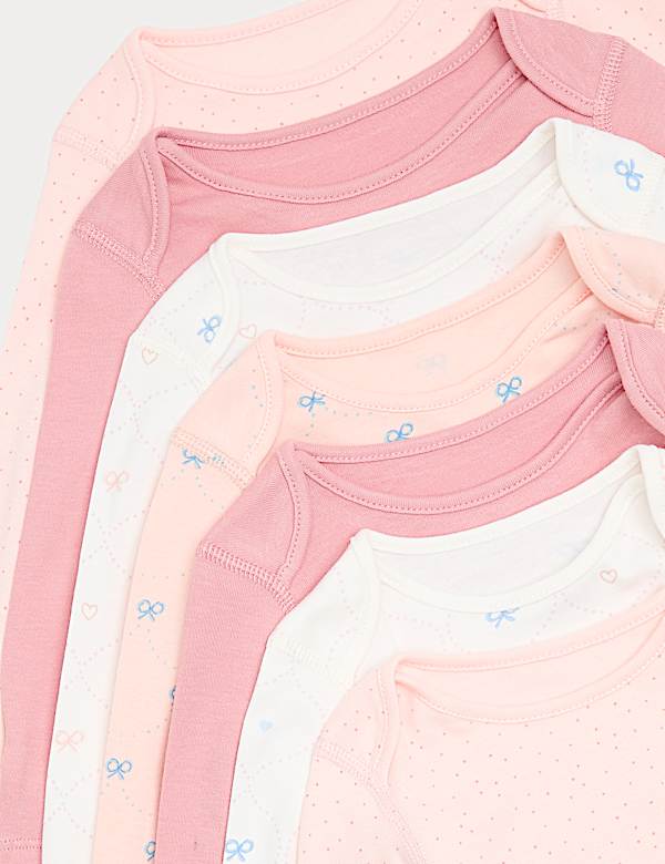7 Pack Pure Cotton Bow Bodysuit (0-3 Years) - NL