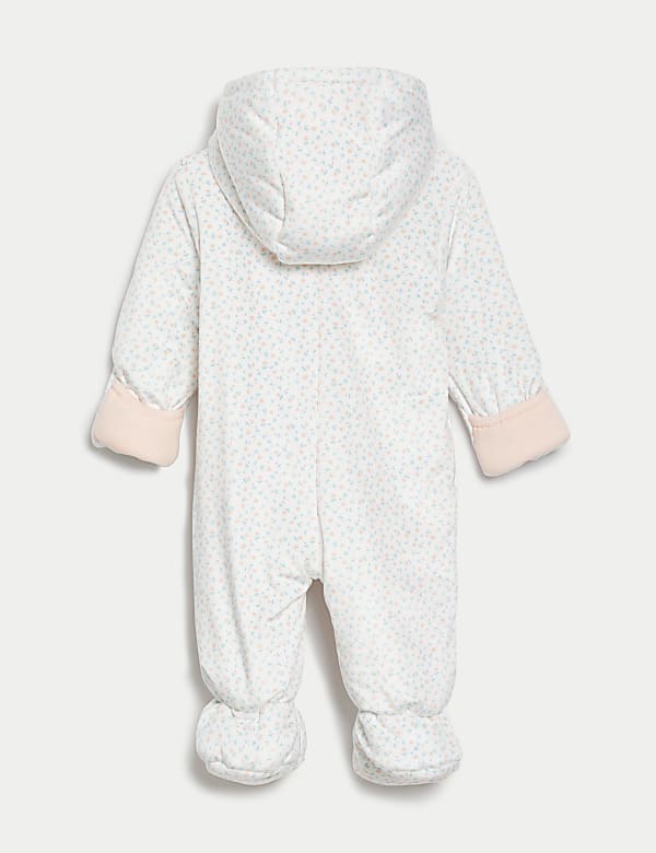 Floral Hooded Pramsuit (7lbs-1 Yrs) - DK