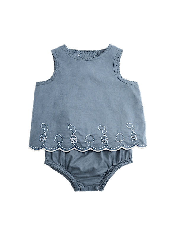 2 Piece Pure Cotton Embroidered Outfit (0-12 Months)