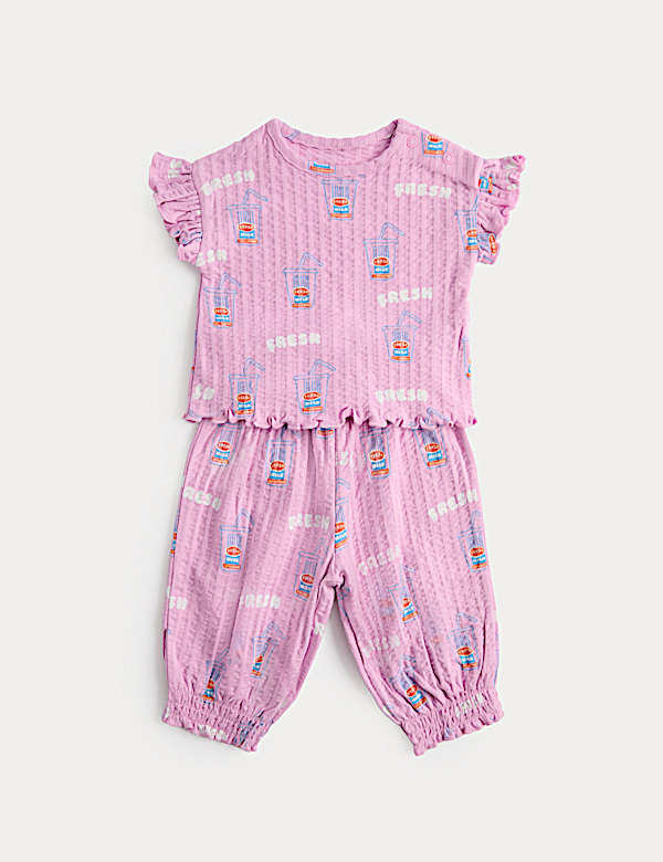 2 Piece Pure Cotton Seersucker Printed Outfit (0-3 Yrs)