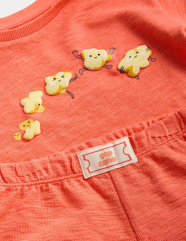 Ensemble 2 pi&egrave;ces 100 % coton &agrave; motif pop-corn top et bas (jusqu&rsquo;au 2 ans) - BE