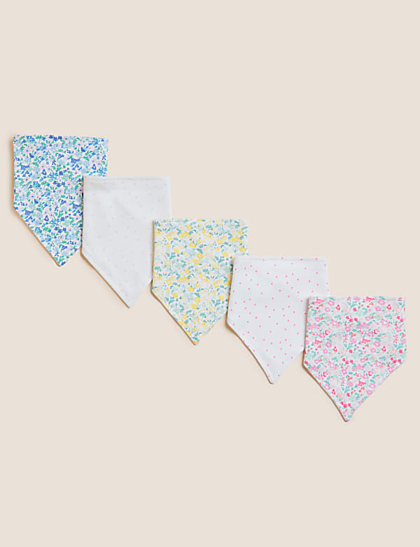 5pk Cotton Rich Floral Dribble Bibs