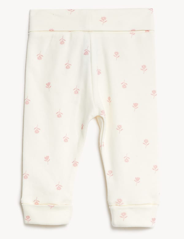 3pk Pure Cotton Striped & Floral Leggings