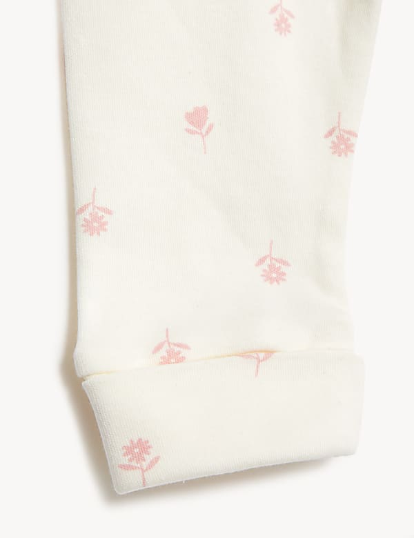 3pk Pure Cotton Striped & Floral Leggings